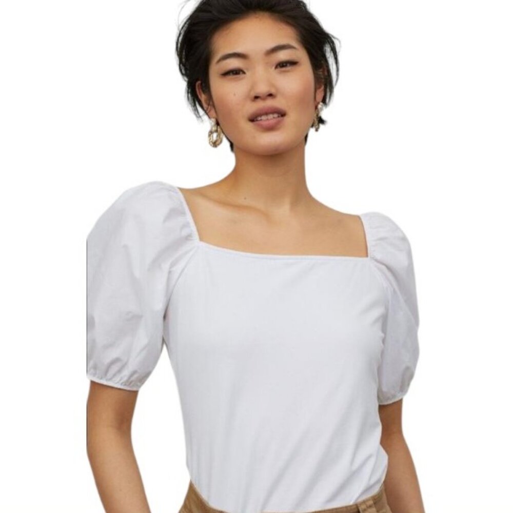 Philosophy Puff Sleeve Crop Top white women's size S